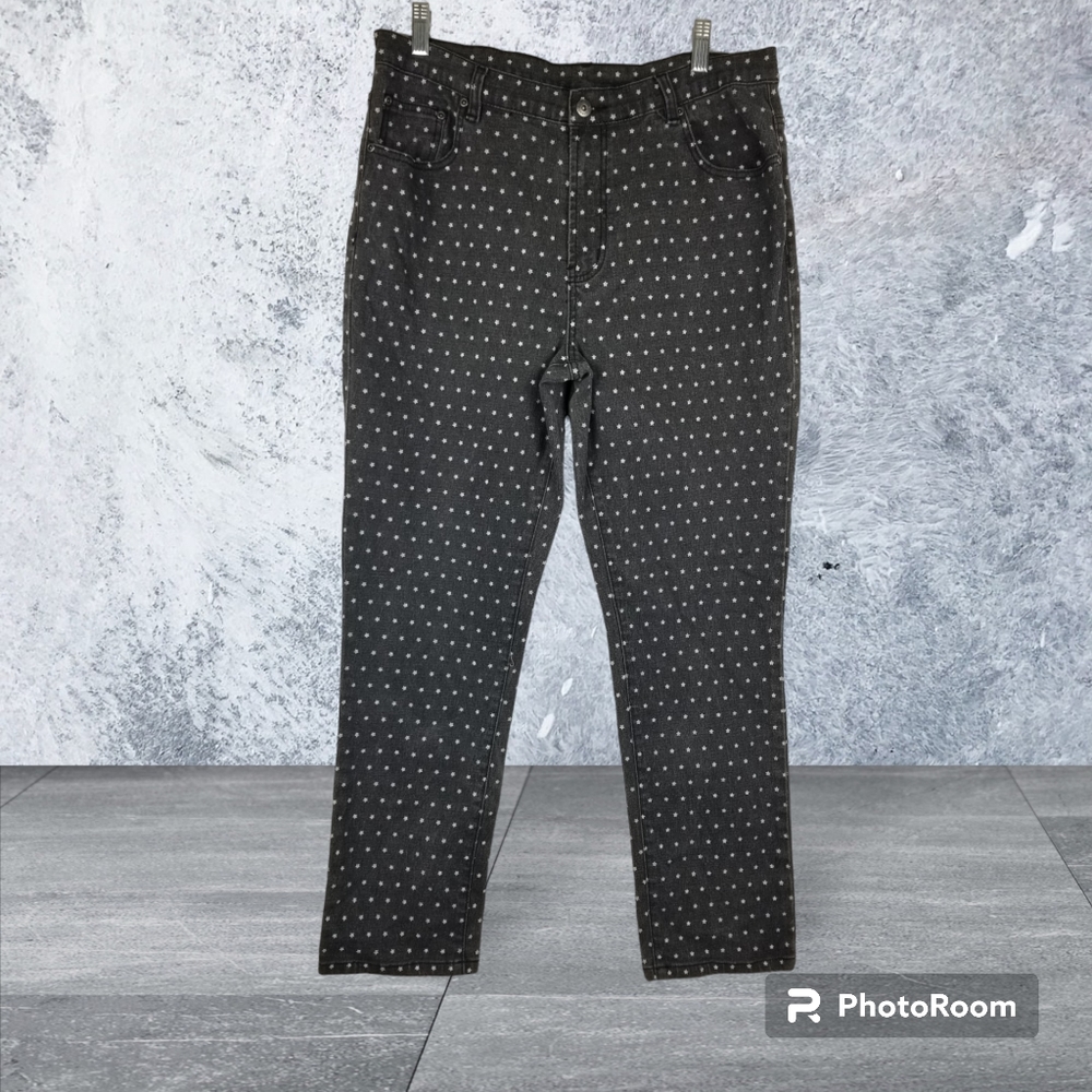 DG2 By Diane Gilman Plus Size Gray Skinny Jeans With Stars